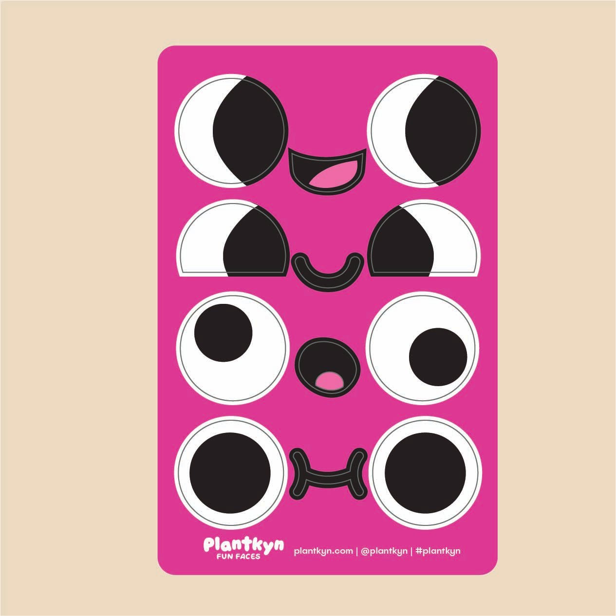 Fun Faces Sticker Sheet - Pink