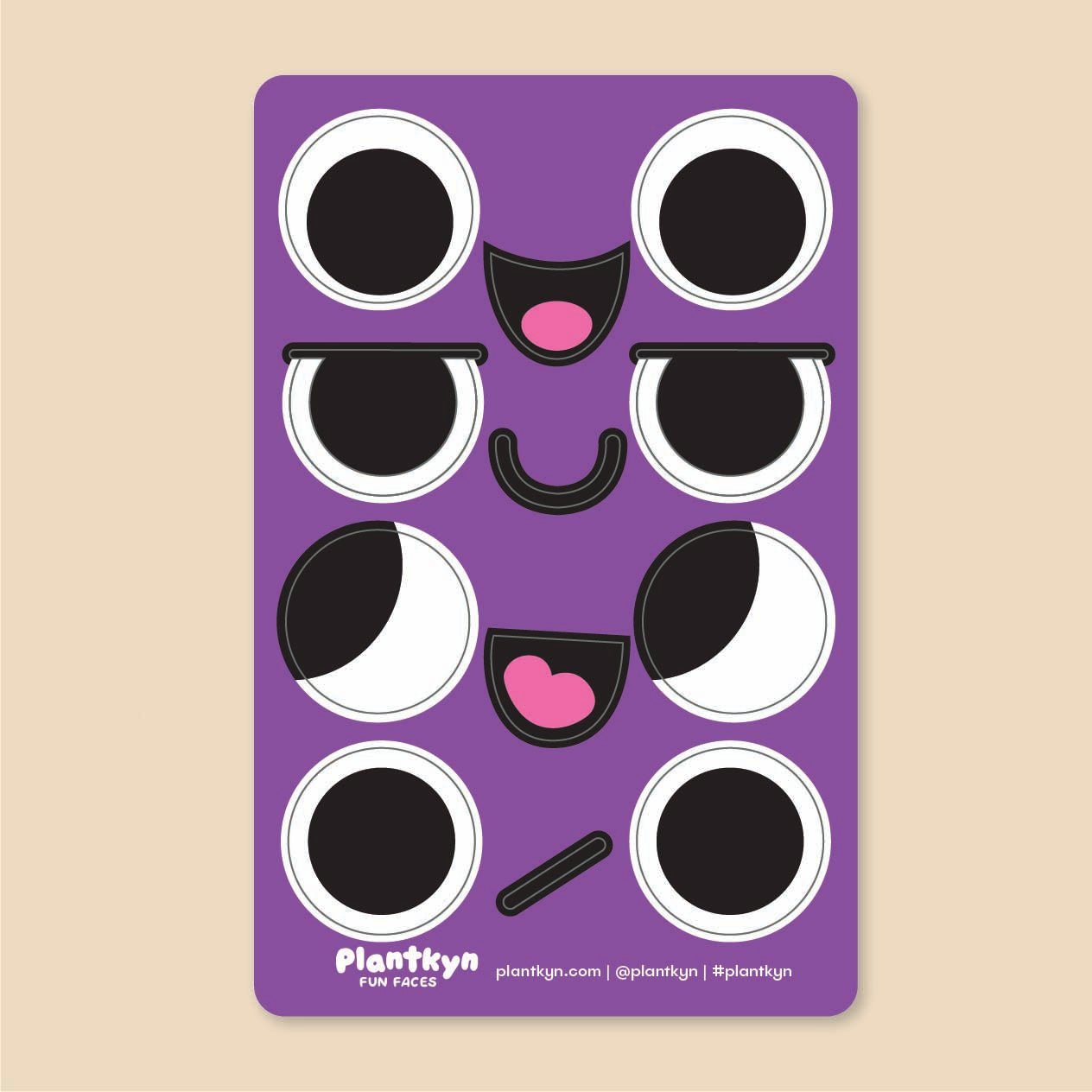 Fun Faces Sticker Sheet - Purple